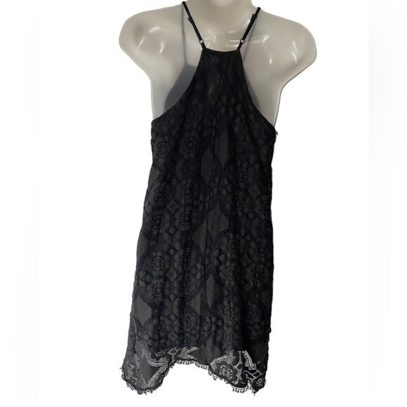 Black Lace Dress Small Boho Cute Casual Beach Summer Top Modern Goth Hippie Date - Picture 2 of 7